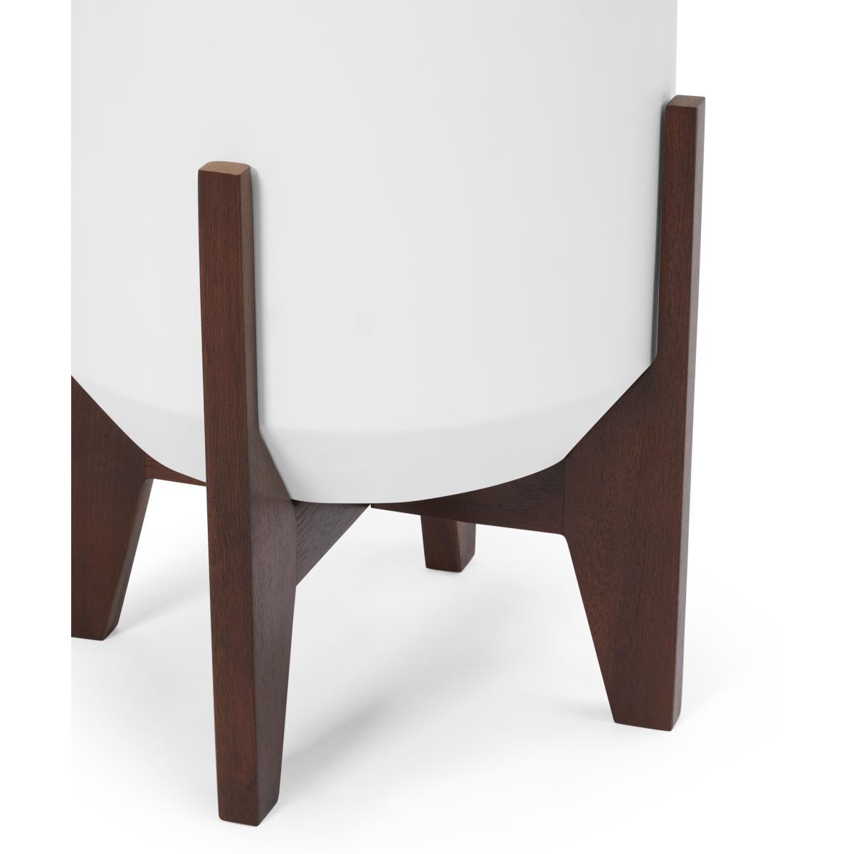 Afia Set of 2 Wide Plant Stands, Natural White Fibre Cement & Acacia – image 7