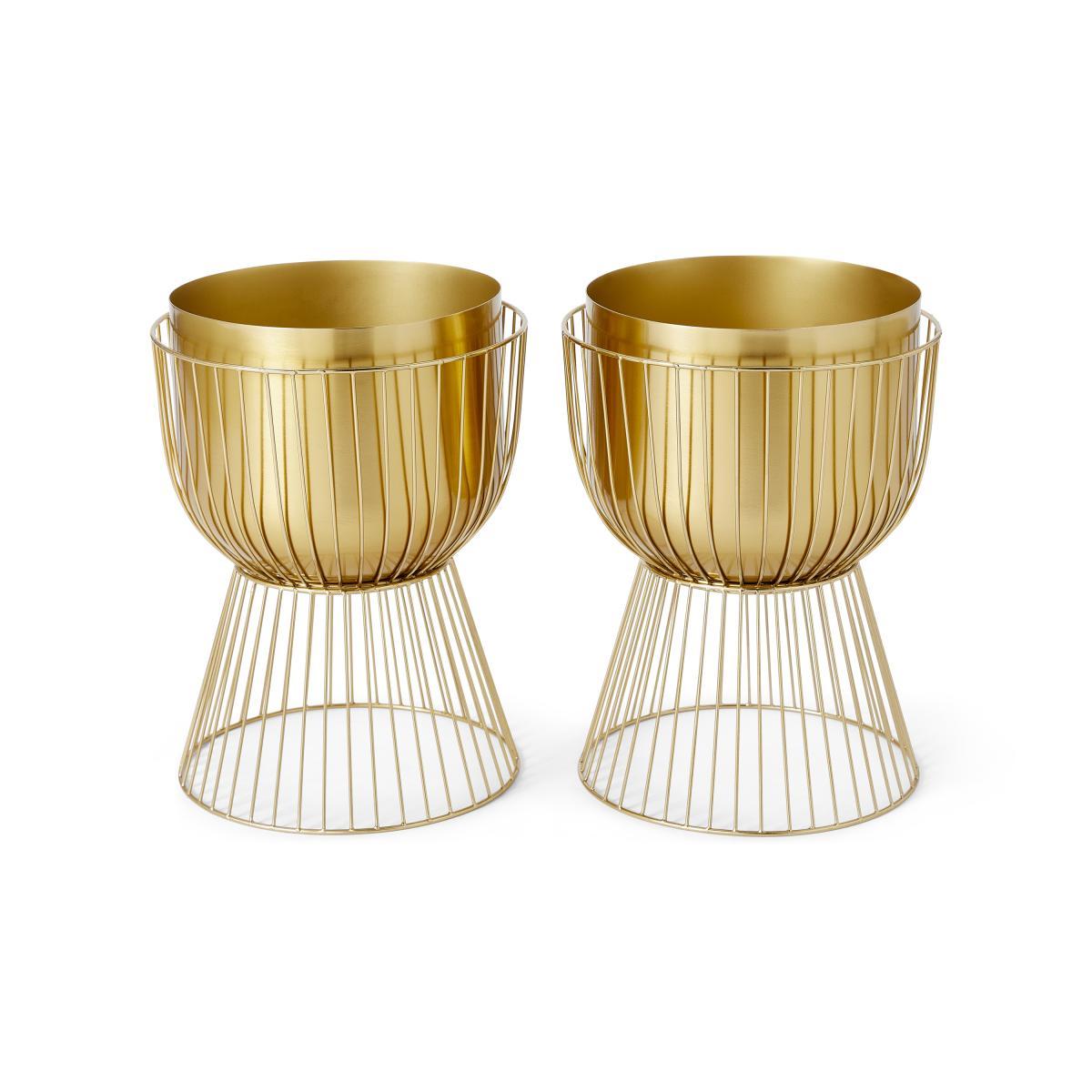 Carole Set of 2 Planters with Stands, Brass – image 5
