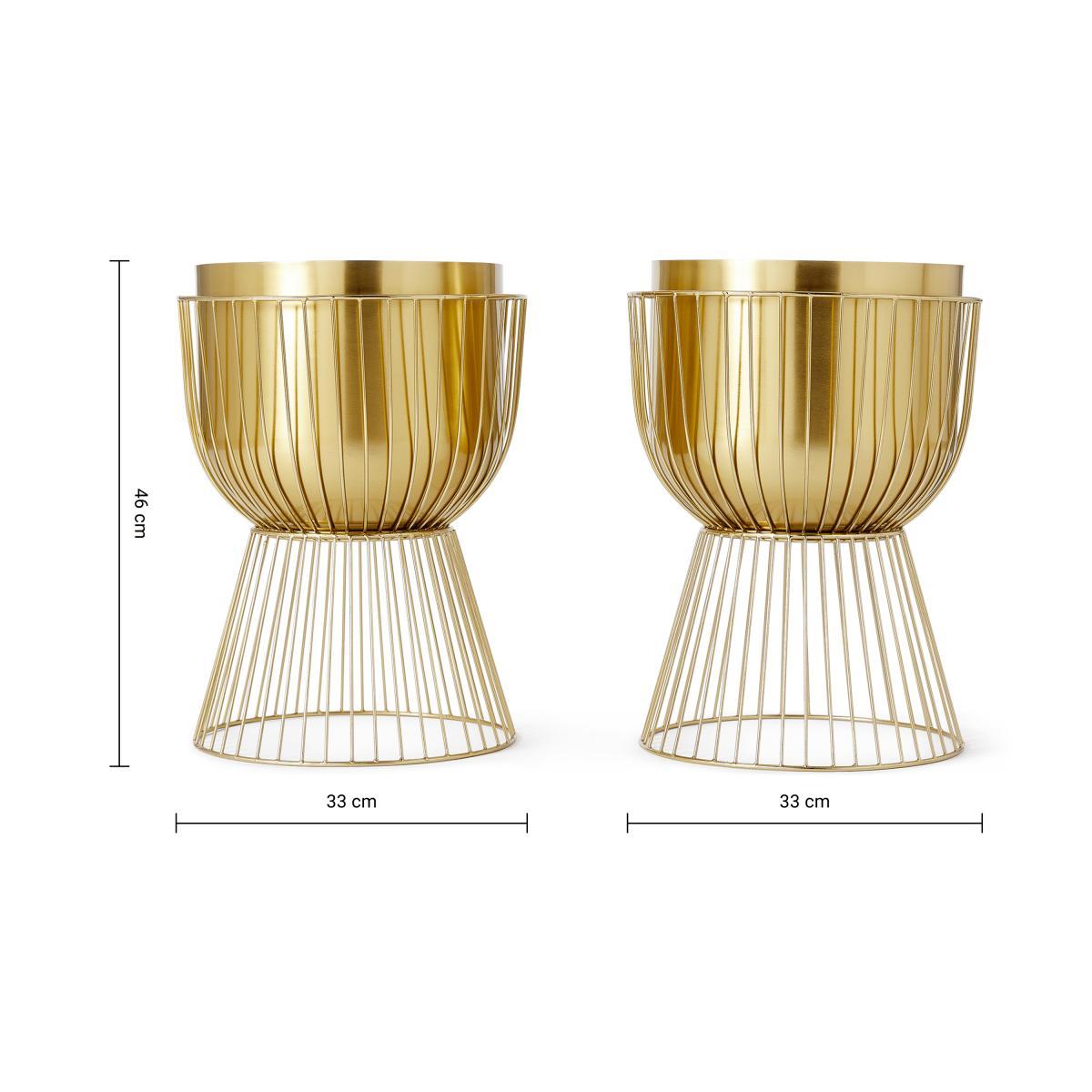 Carole Set of 2 Planters with Stands, Brass – image 9