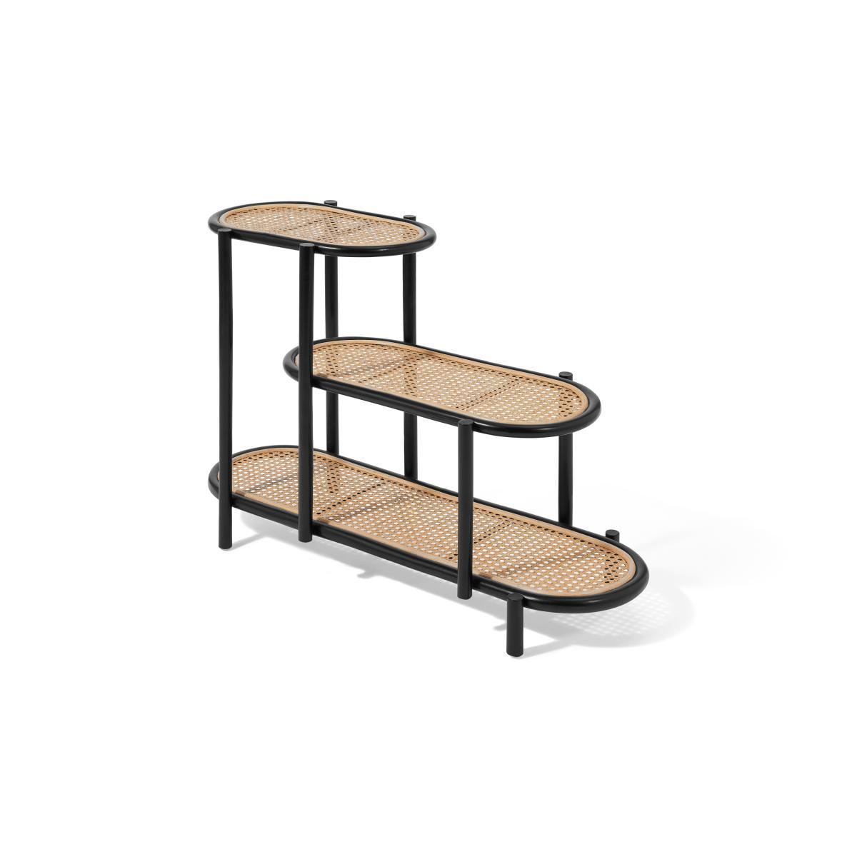 Agota Three-Tier Planter Stand, Natural & Black Cane – image 2