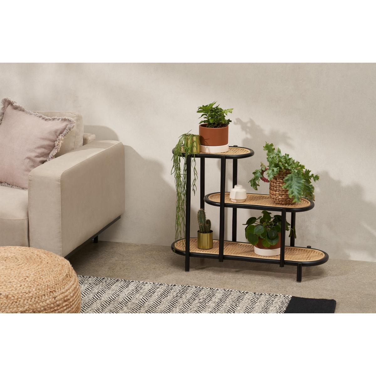 Agota Three-Tier Planter Stand, Natural & Black Cane – image 3