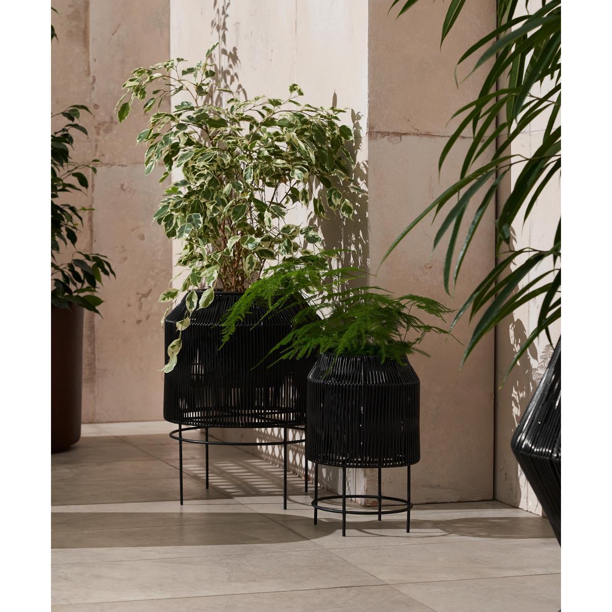 Lorita Set of 2 Plant Stands, Black Weave – image 3