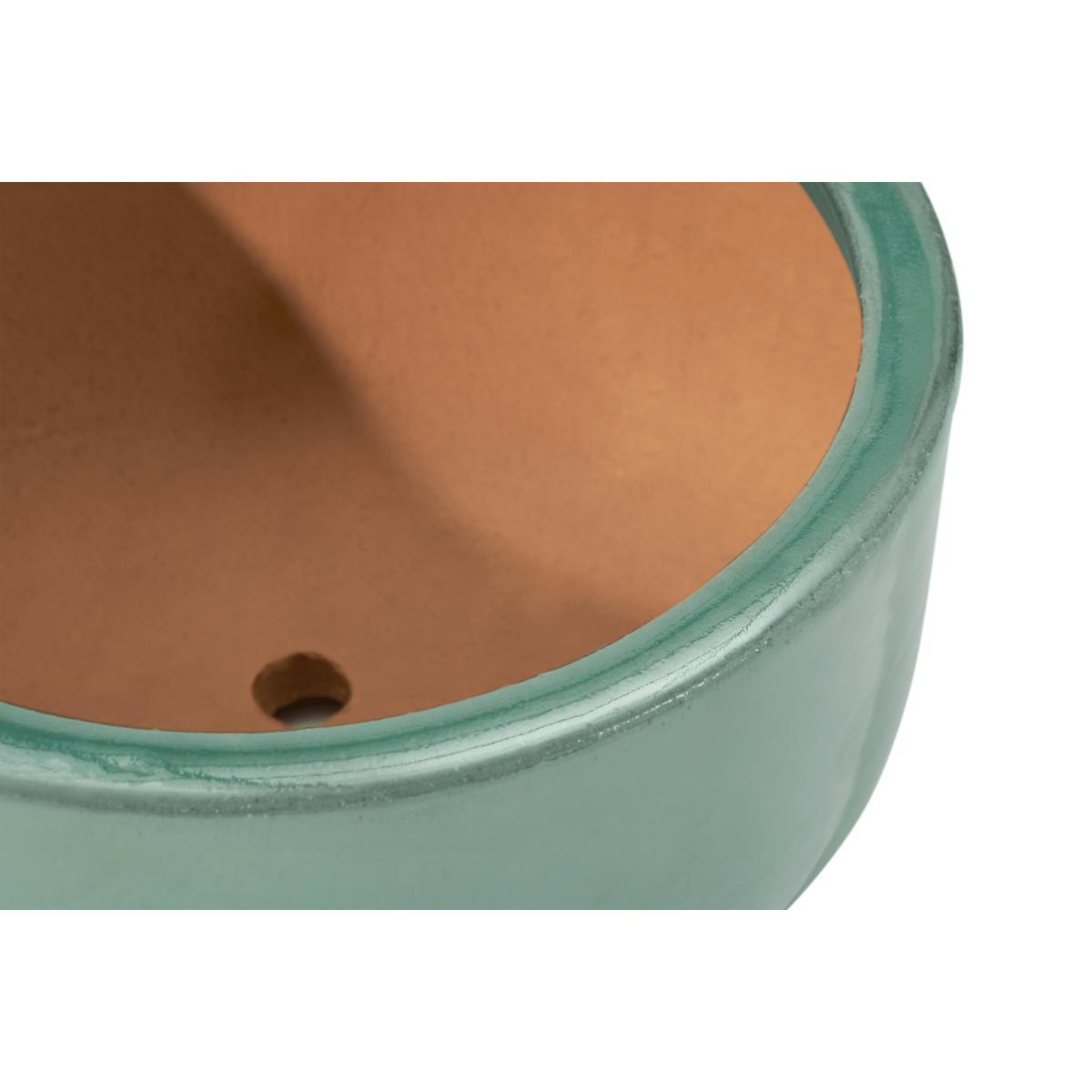 Saverio Set of 3 Low Planters, Light Turquoise Glaze Ceramic – image 4