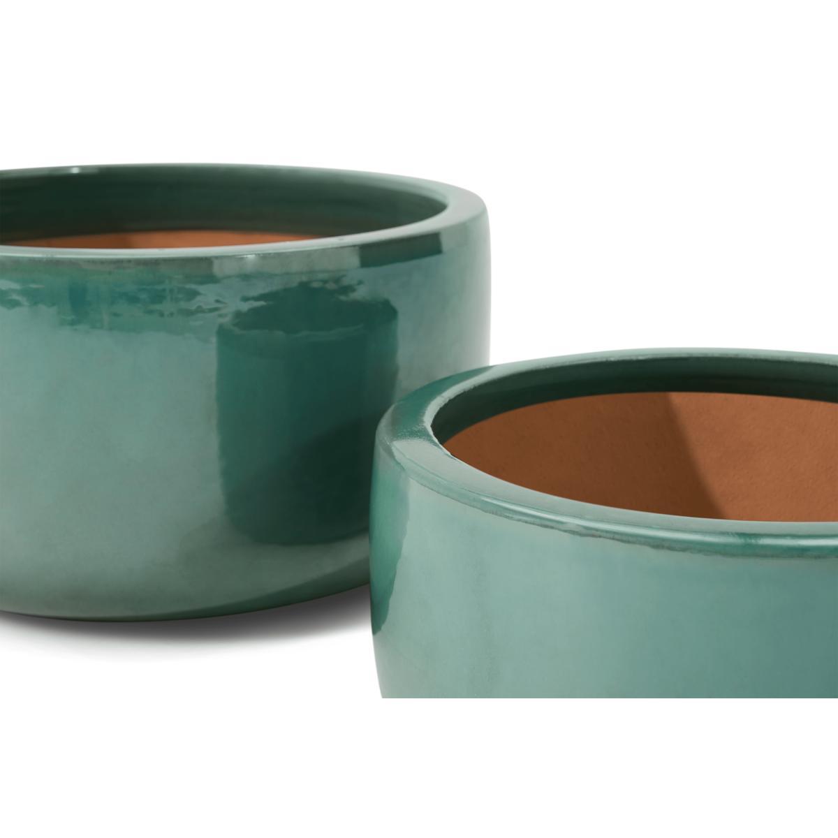 Saverio Set of 3 Low Planters, Light Turquoise Glaze Ceramic – image 6