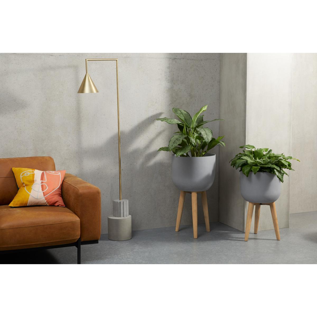 Allo Large Poly Resin Set of 2 Plant Pots, Concrete Grey – image 4