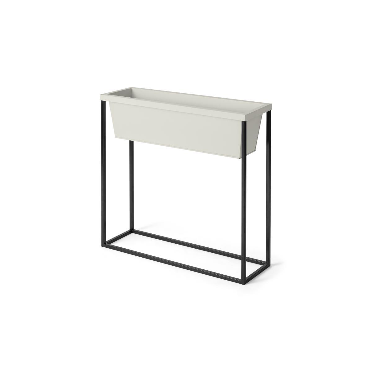 Noor Galvanized Iron Free Standing Rectangular Plant Stand, Stone & Black – image 2