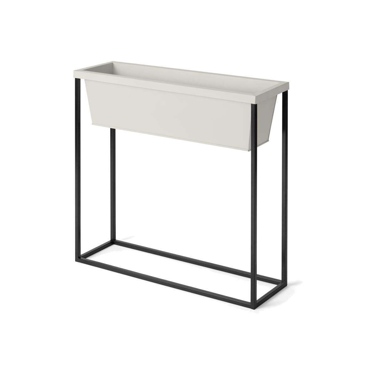Noor Galvanized Iron Free Standing Rectangular Plant Stand, Stone & Black – image 1