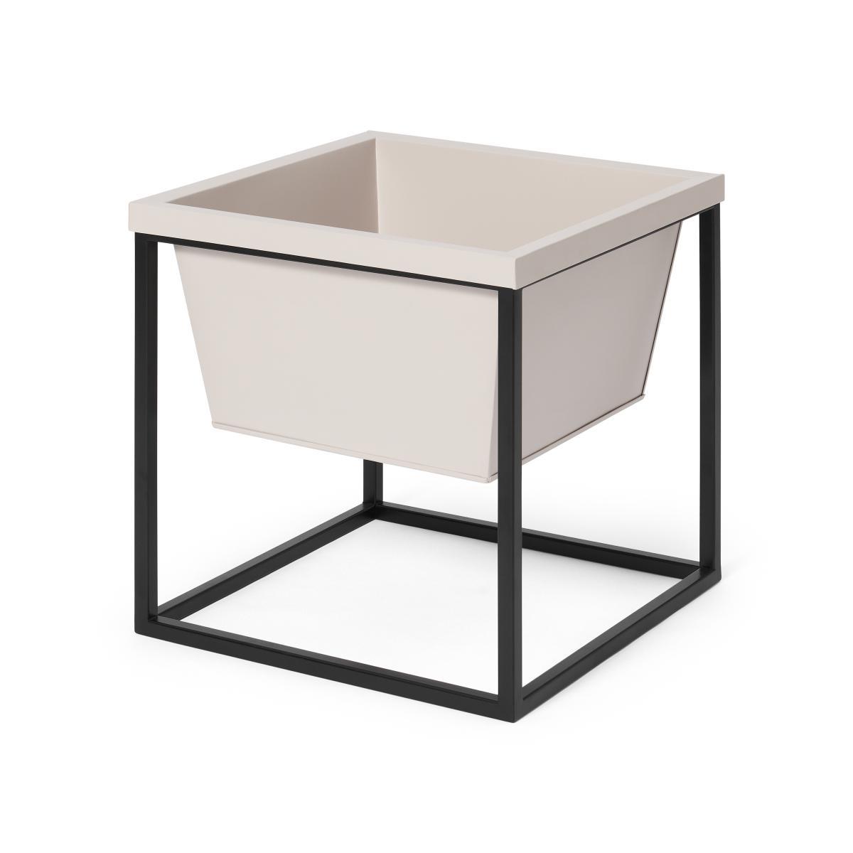 Noor Low Planter Stand, Stone & Black – image 2