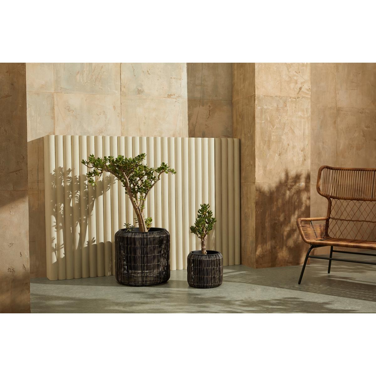 Nadda Set of 2 Round Polyrattan Plant Stands, Brown – image 3