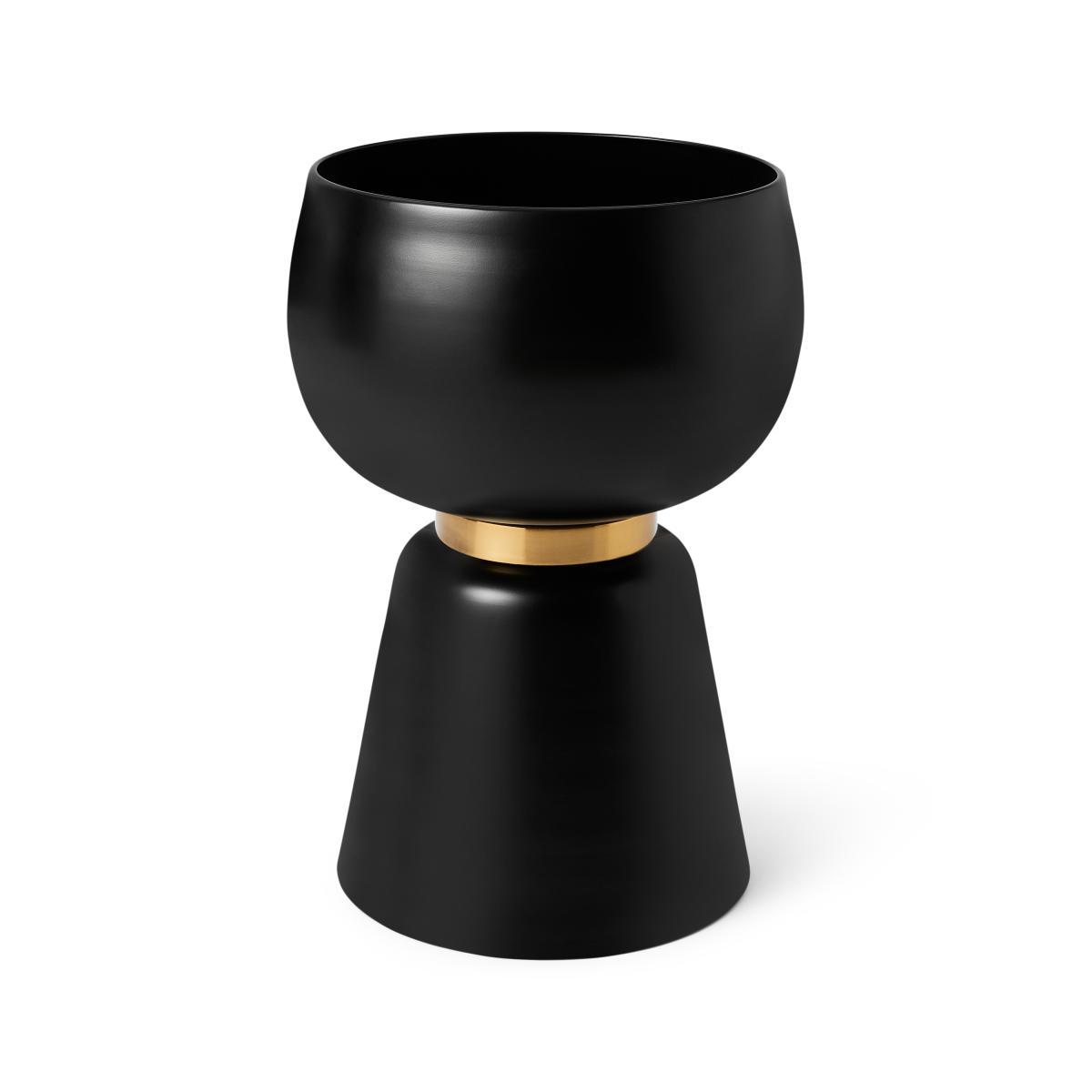 Alda Large Totem Planter, Black & Gold Band – image 2