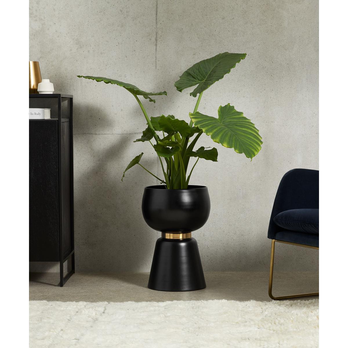 Alda Large Totem Planter, Black & Gold Band – image 3