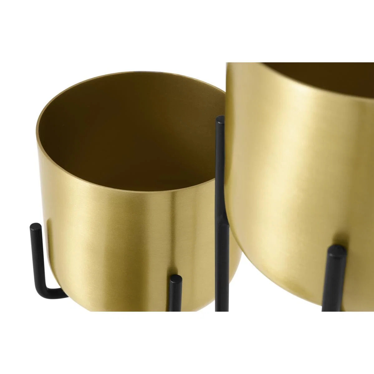 Salix Set of 3 Tiered Planters with Stands, Brass & Black – image 5