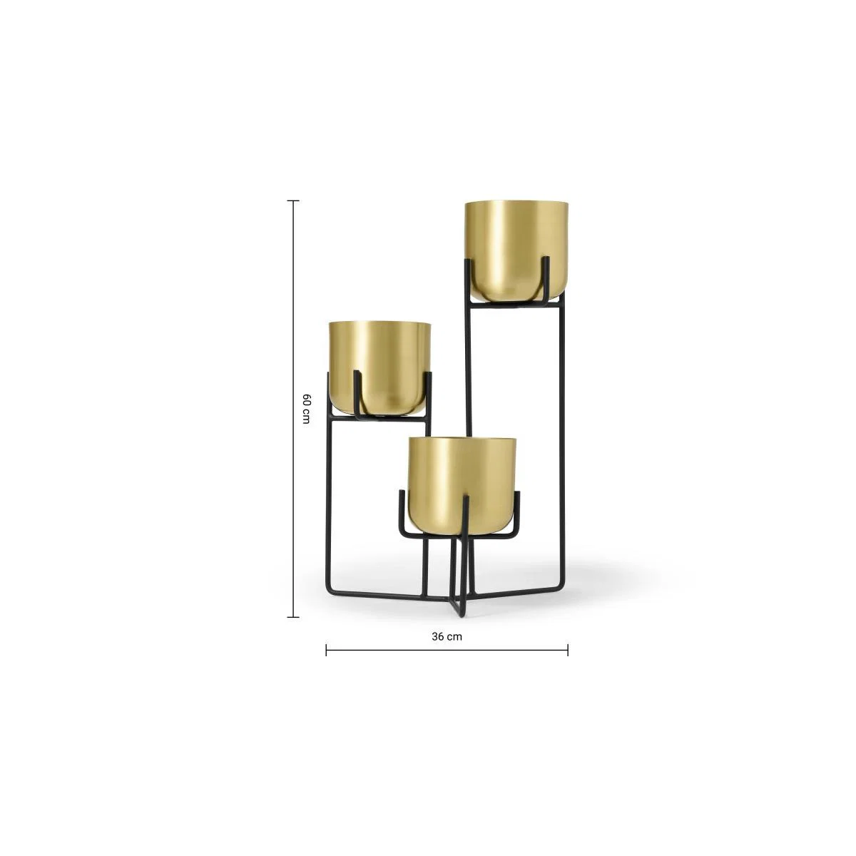 Salix Set of 3 Tiered Planters with Stands, Brass & Black – image 7