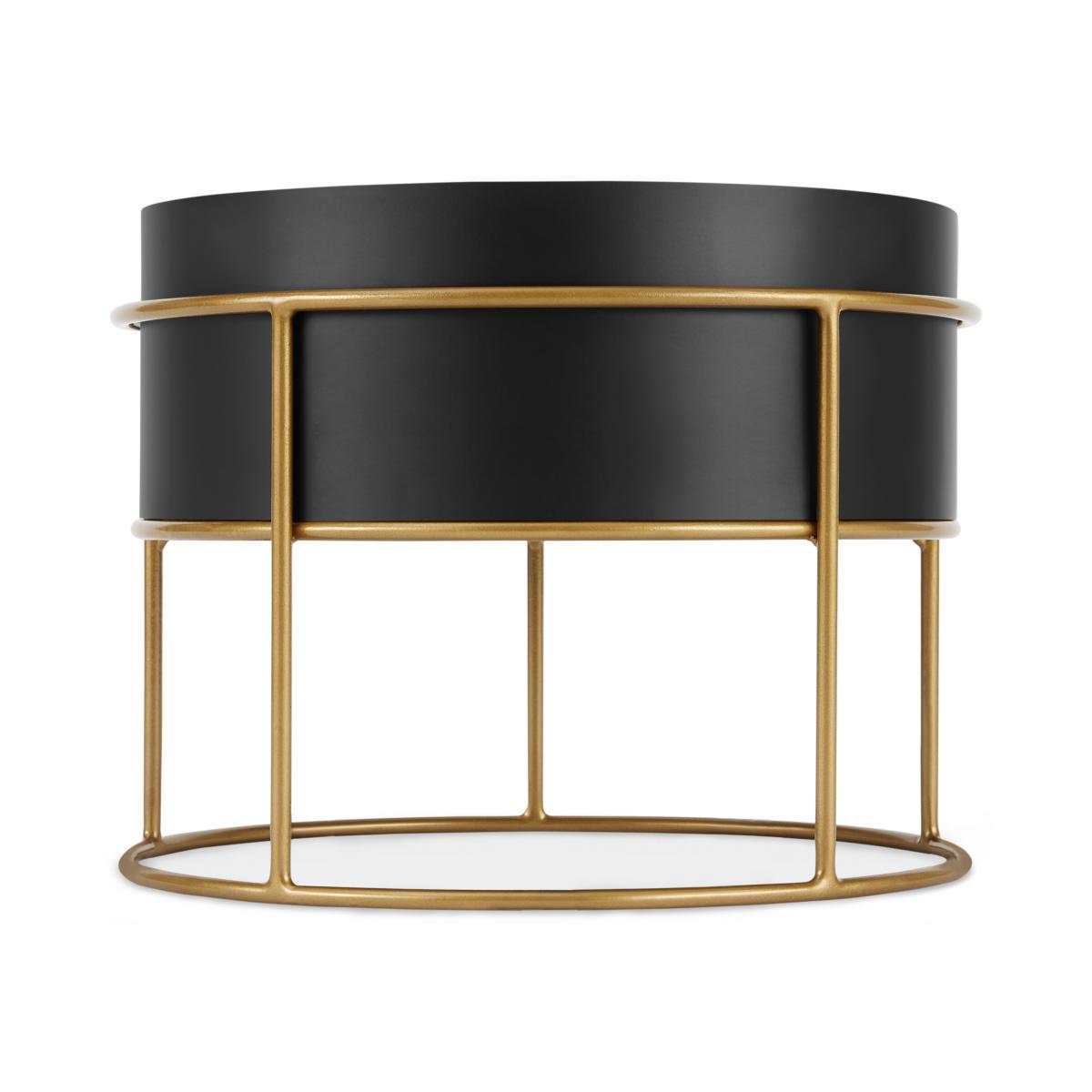 Echo Free Standing Round Low Powdercoated Plant Stand, Black & Metallic Gold – image 2
