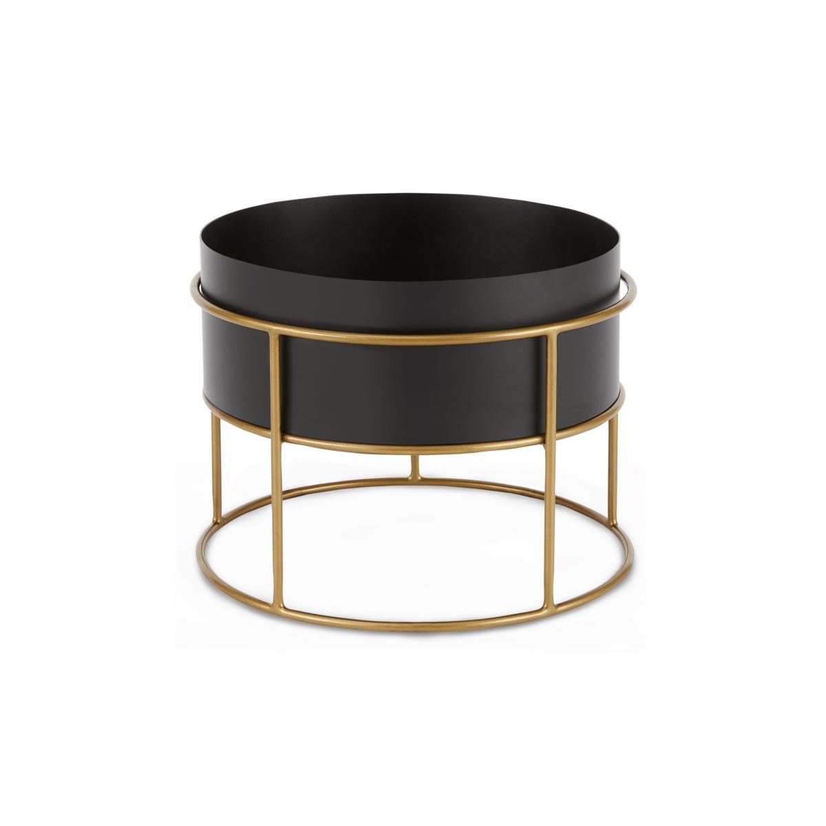 Echo Free Standing Round Low Powdercoated Plant Stand, Black & Metallic Gold – image 3
