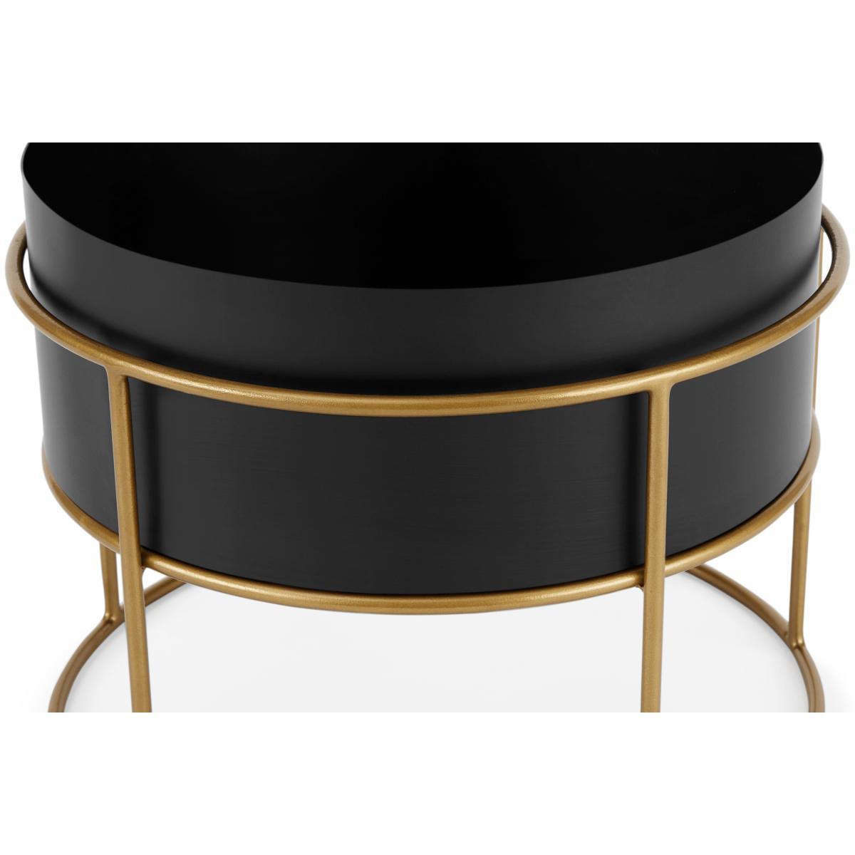 Echo Free Standing Round Low Powdercoated Plant Stand, Black & Metallic Gold – image 5