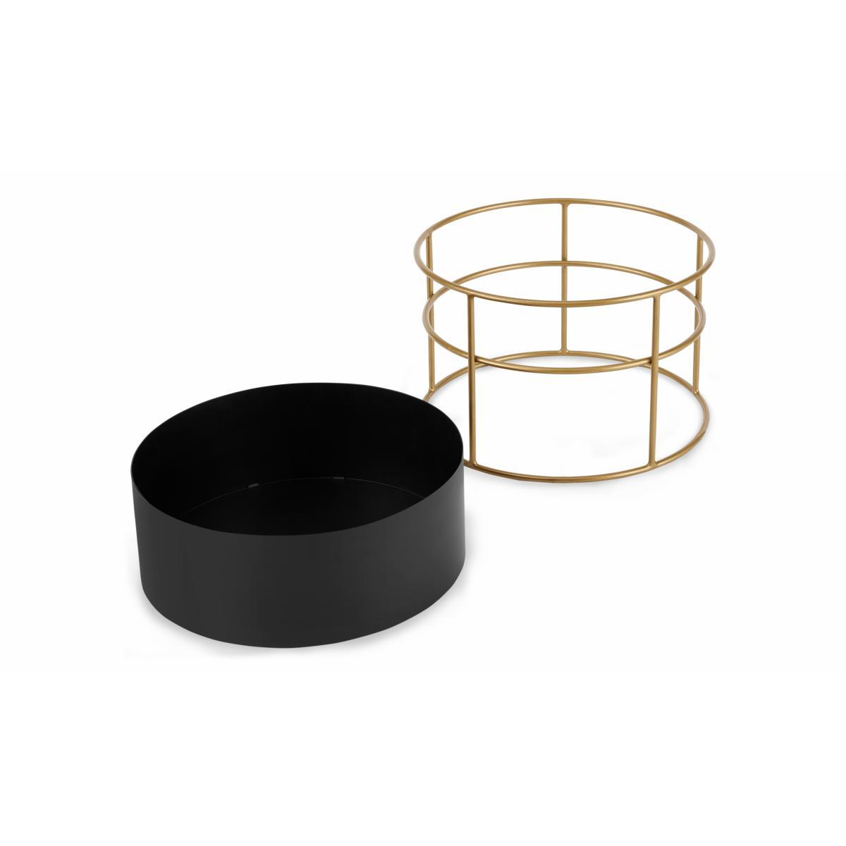 Echo Free Standing Round Low Powdercoated Plant Stand, Black & Metallic Gold – image 6