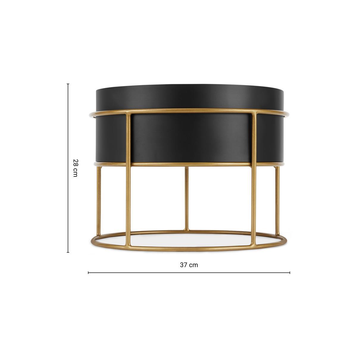 Echo Free Standing Round Low Powdercoated Plant Stand, Black & Metallic Gold – image 10