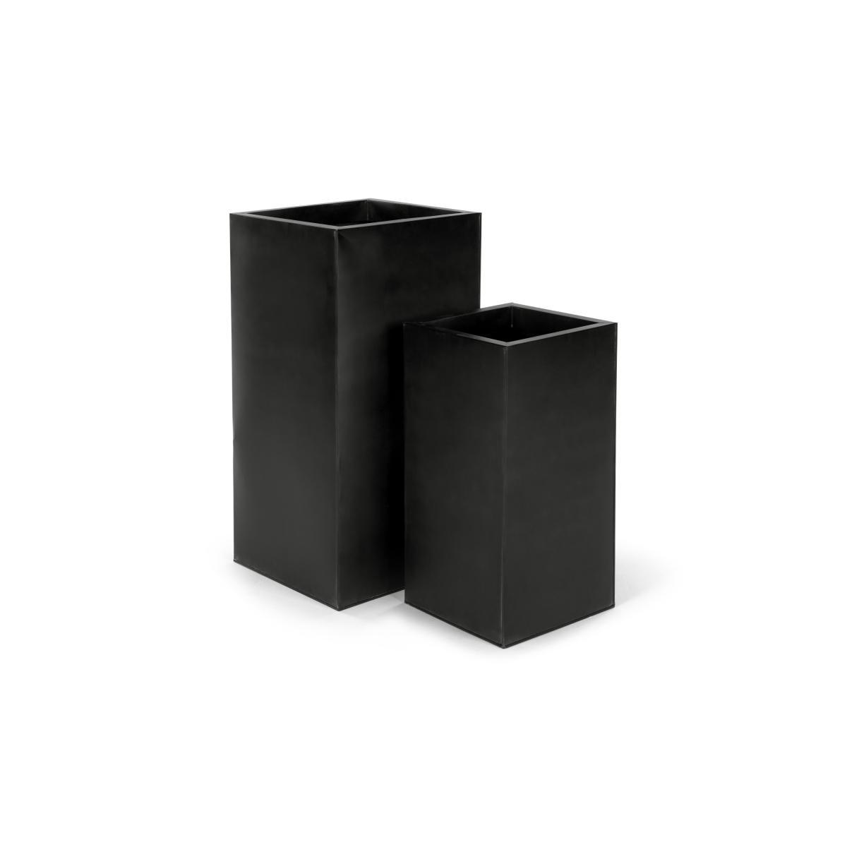 Razan Set Of Two Tall Galvanized Square Planters, Black – image 2