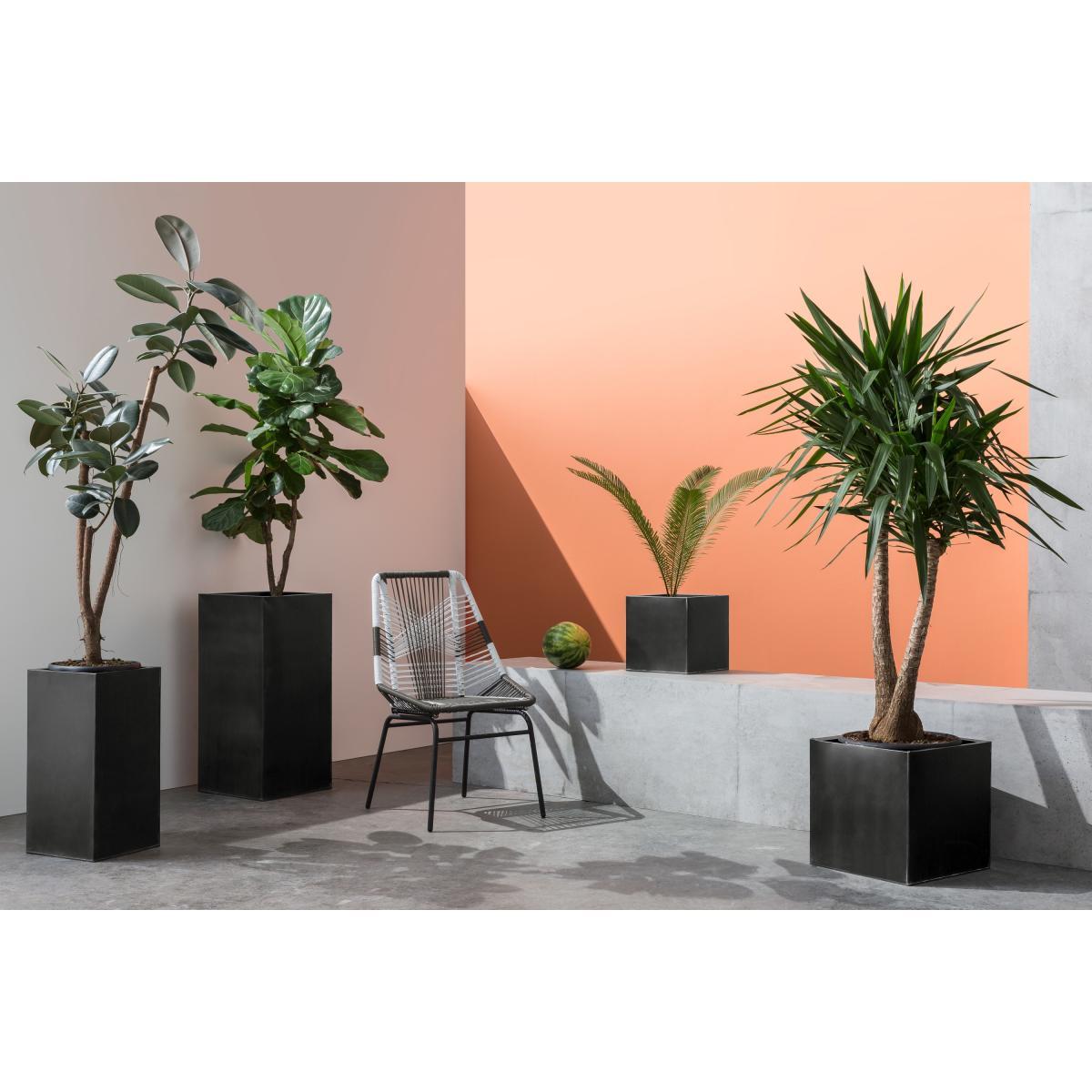Razan Set Of Two Tall Galvanized Square Planters, Black – image 3
