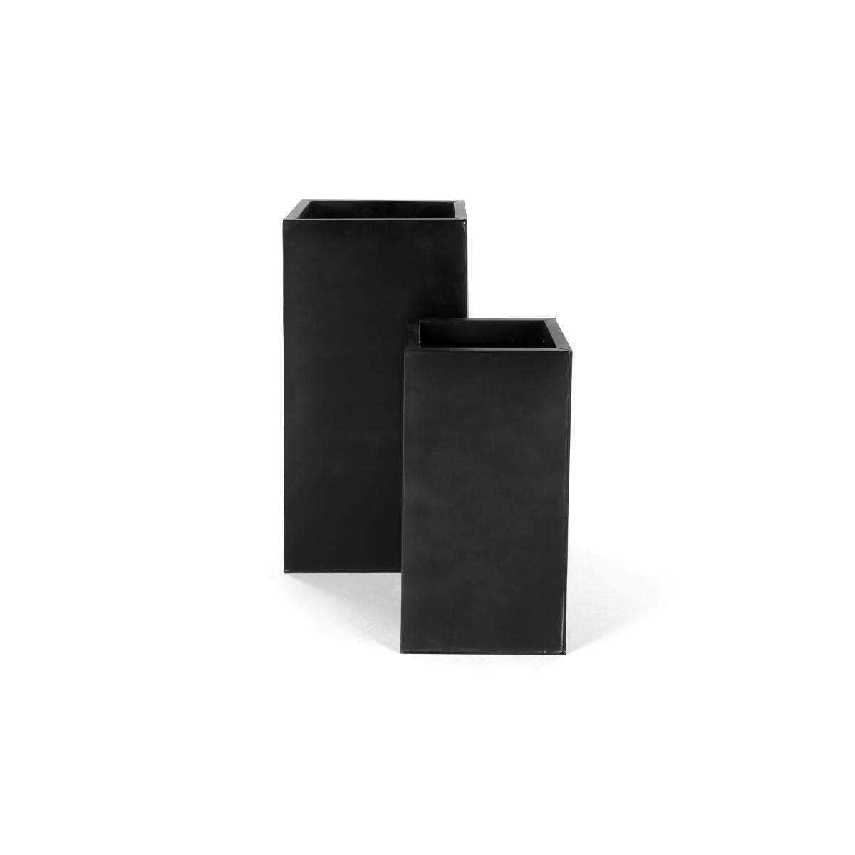 Razan Set Of Two Tall Galvanized Square Planters, Black – image 5