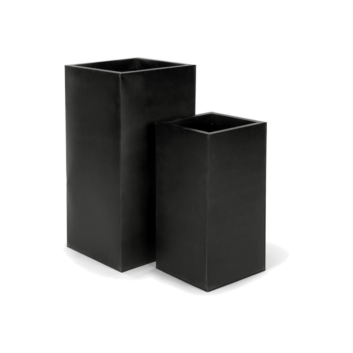 Razan Set Of Two Tall Galvanized Square Planters, Black – image 1
