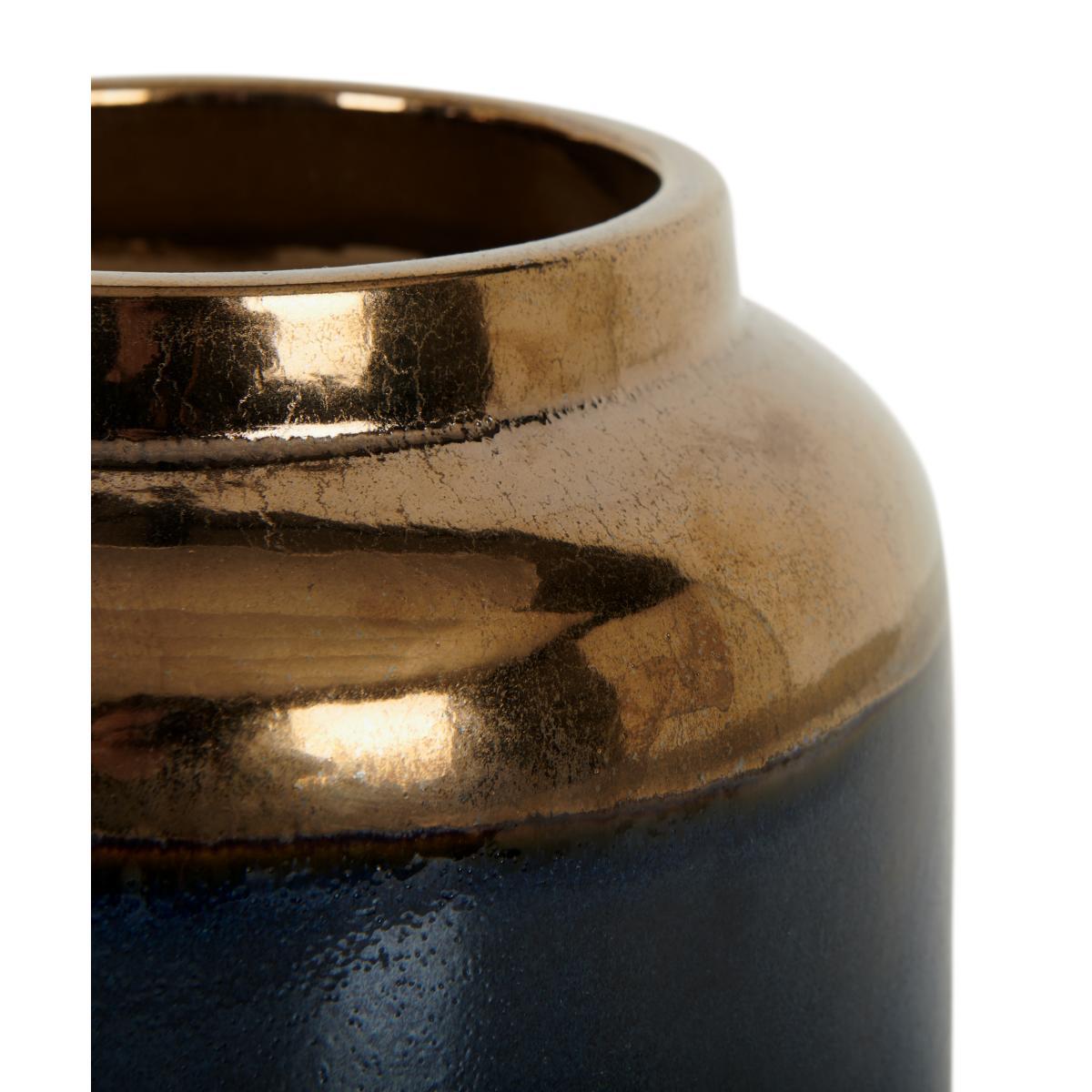 Gia Set Of Two Earthenware Metallic Glaze Planters, Multi – image 4