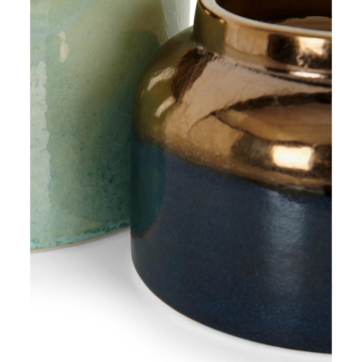 Gia Set Of Two Earthenware Metallic Glaze Planters, Multi – image 6