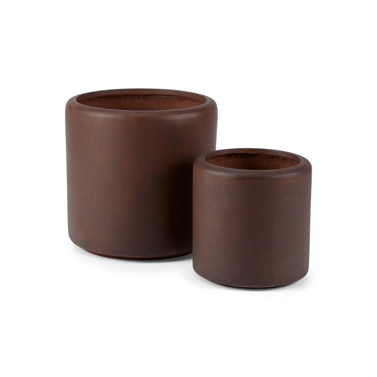 Roupie Set of 2 Corten Finish Cylinder Planters, Rust – image 2