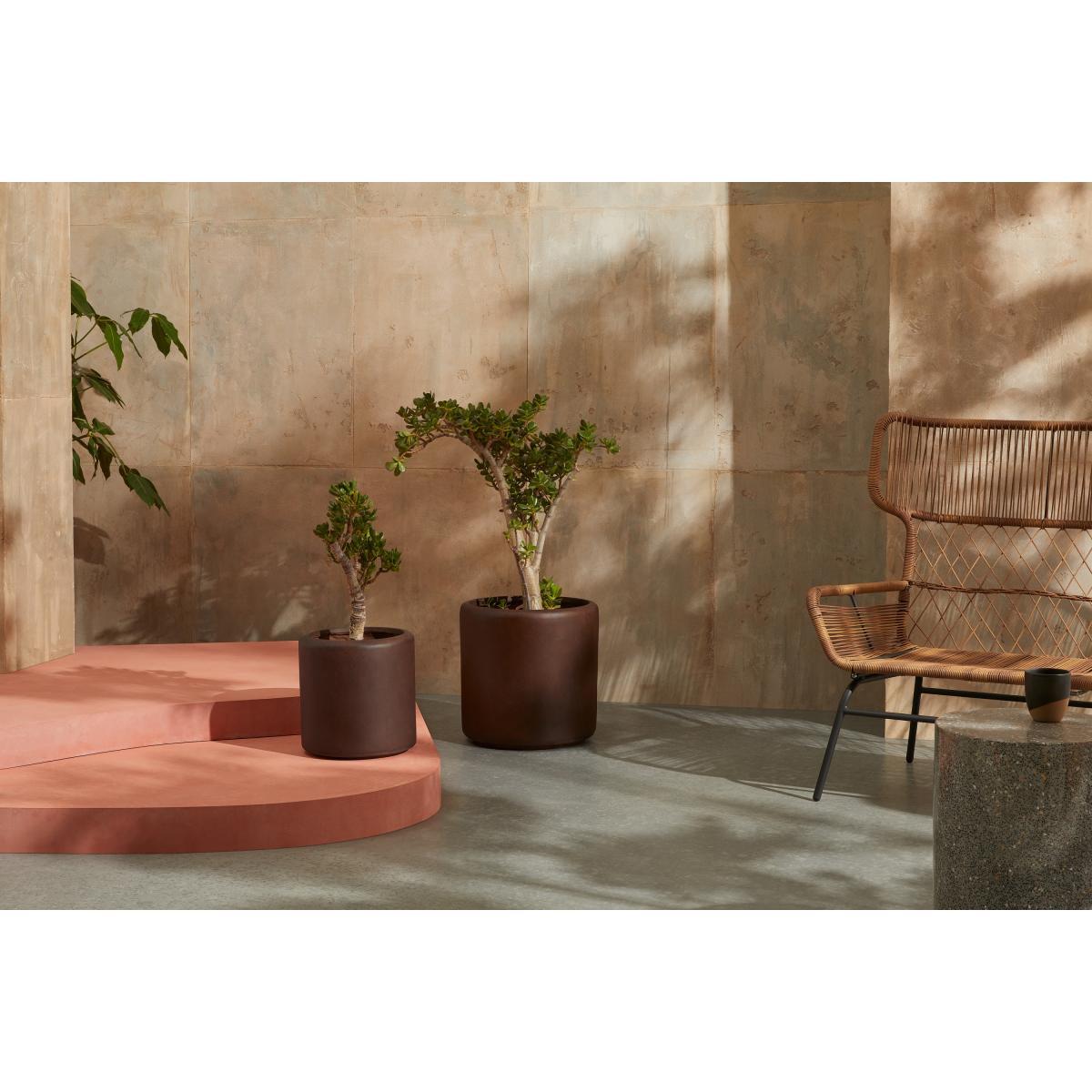 Roupie Set of 2 Corten Finish Cylinder Planters, Rust – image 3