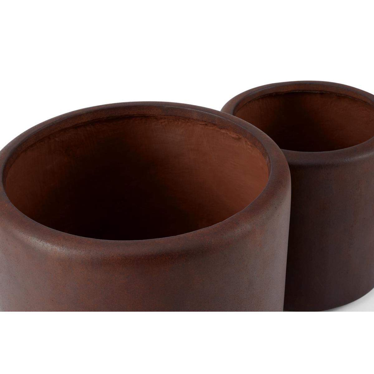 Roupie Set of 2 Corten Finish Cylinder Planters, Rust – image 4