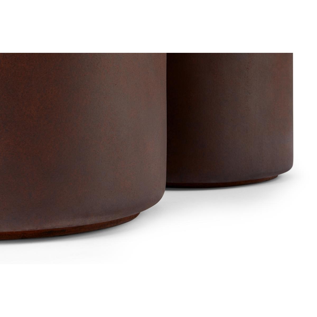 Roupie Set of 2 Corten Finish Cylinder Planters, Rust – image 6