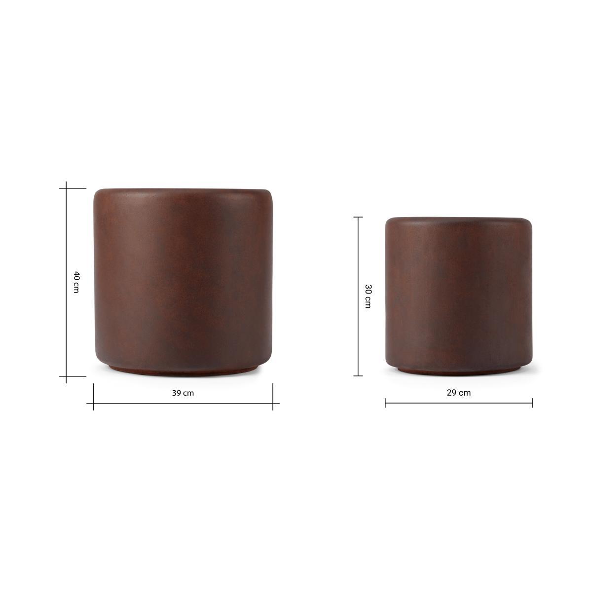 Roupie Set of 2 Corten Finish Cylinder Planters, Rust – image 8