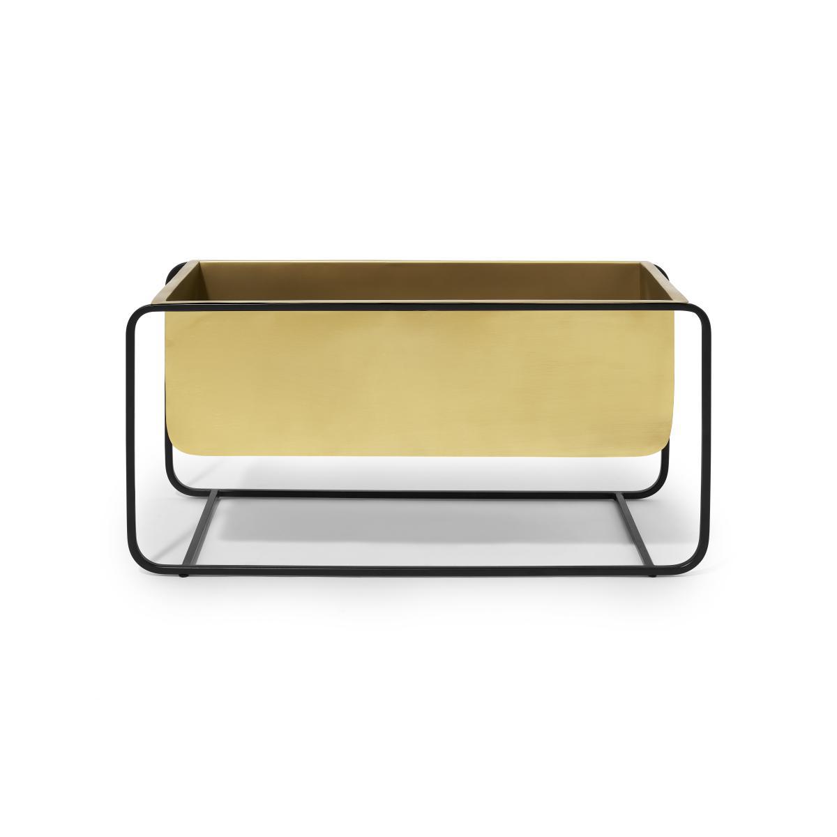 Elef Low Rectangle Plant Stand, Brass & Black – image 2
