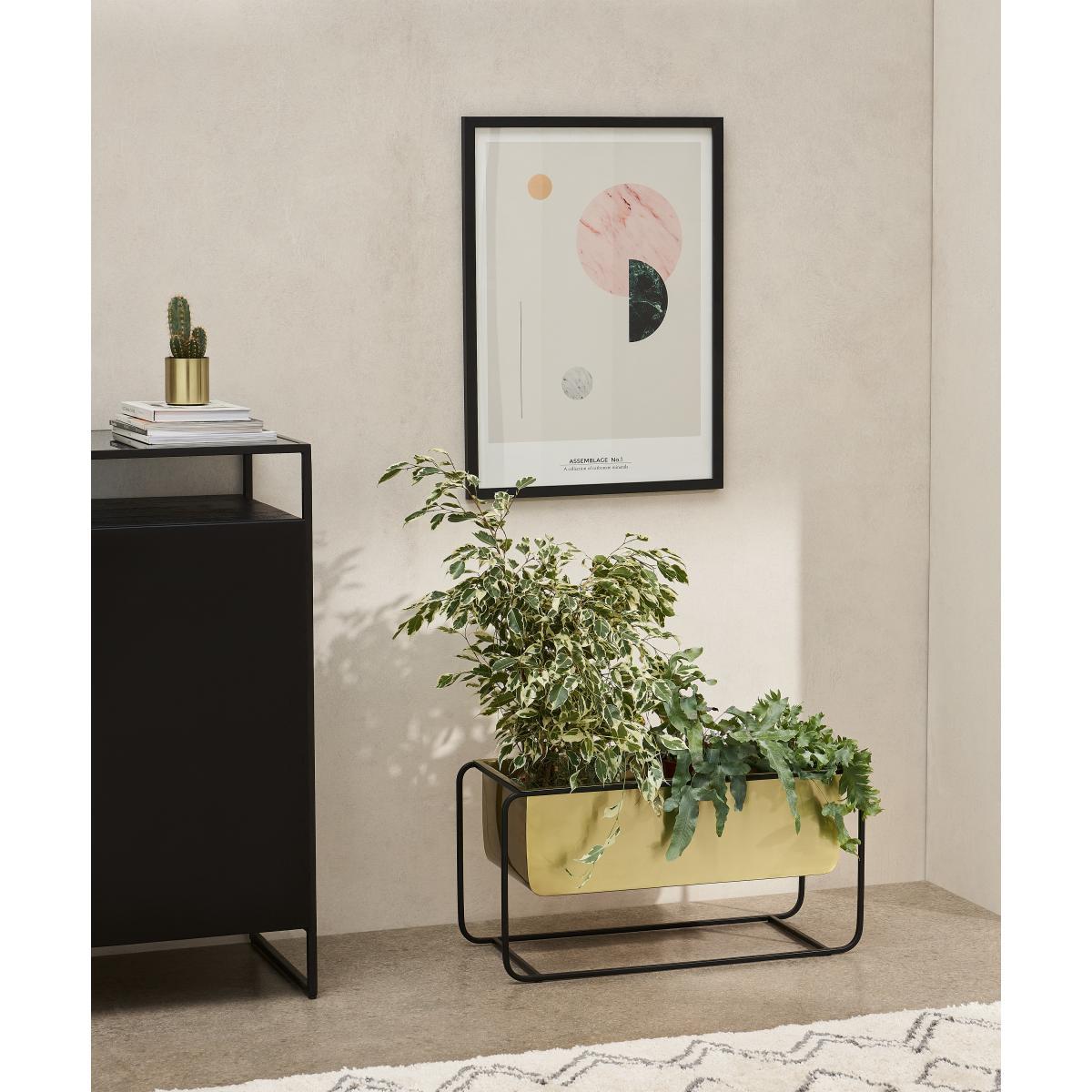 Elef Low Rectangle Plant Stand, Brass & Black – image 3