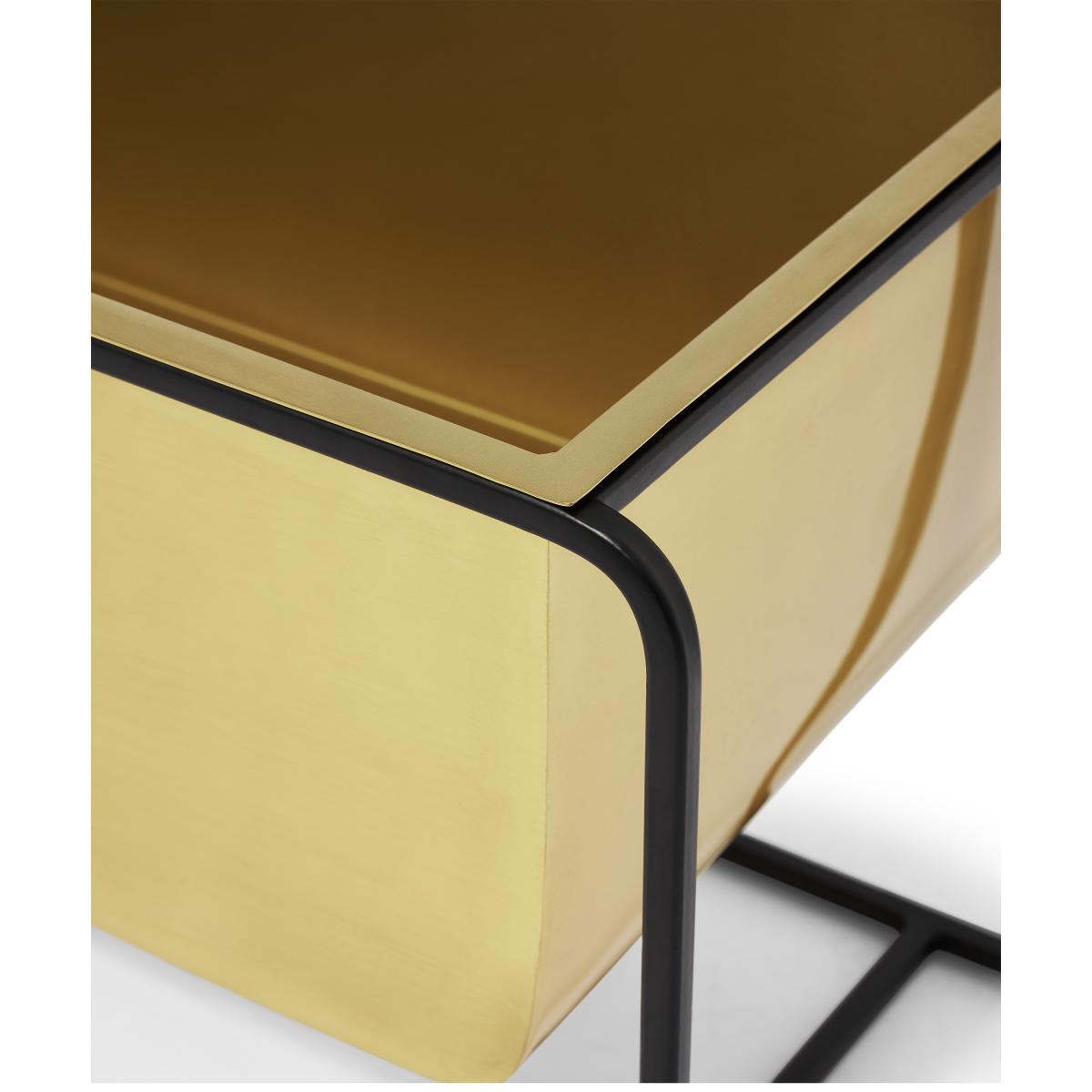 Elef Low Rectangle Plant Stand, Brass & Black – image 4