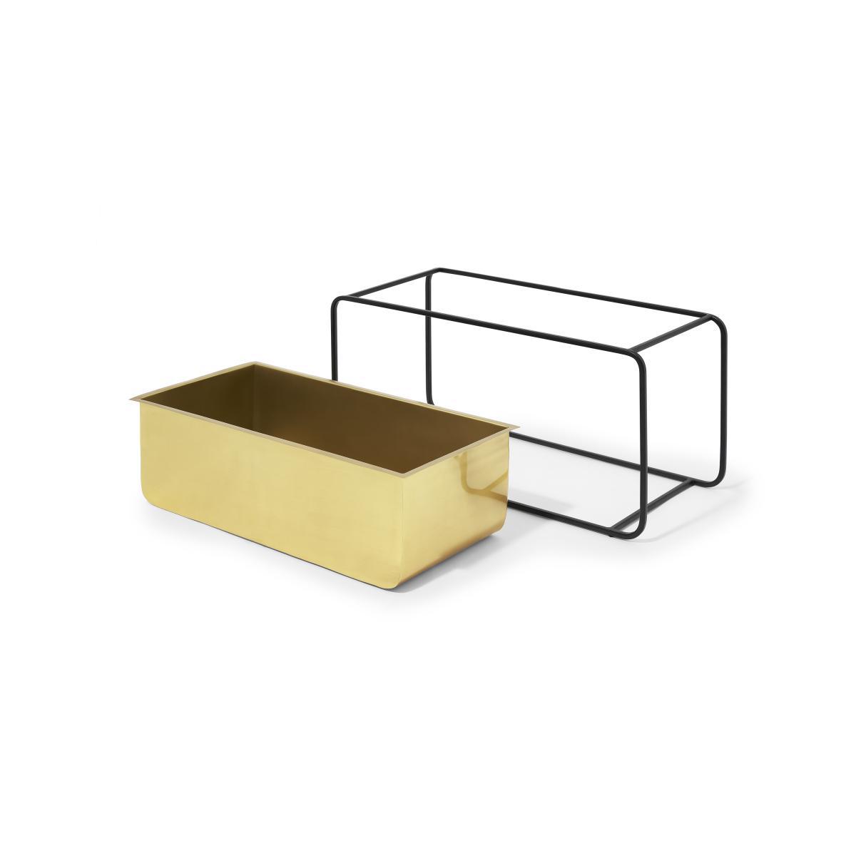Elef Low Rectangle Plant Stand, Brass & Black – image 5