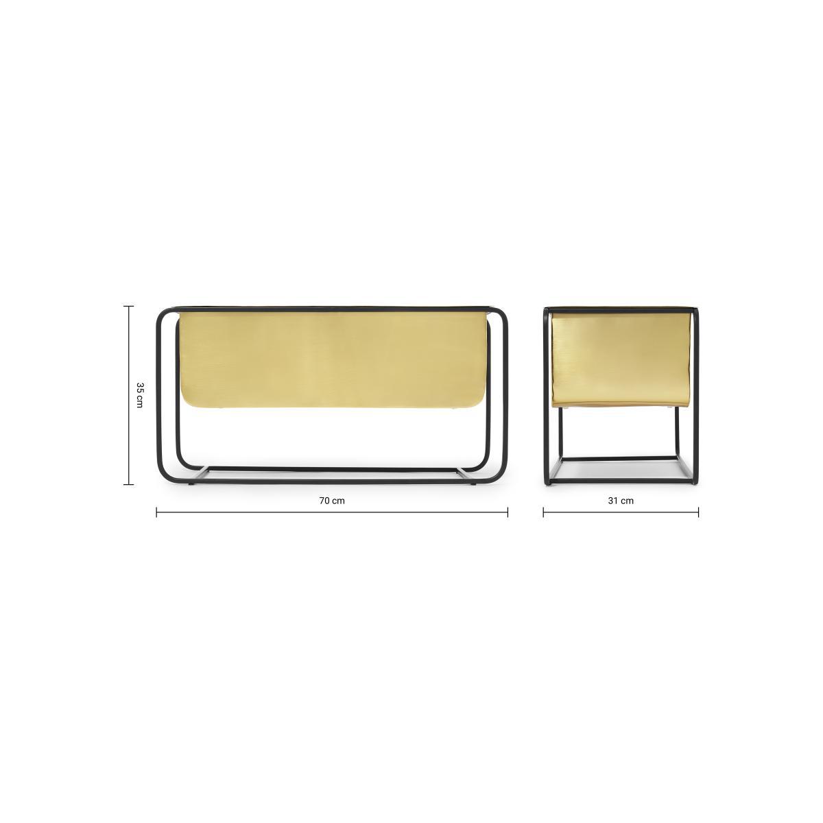 Elef Low Rectangle Plant Stand, Brass & Black – image 7