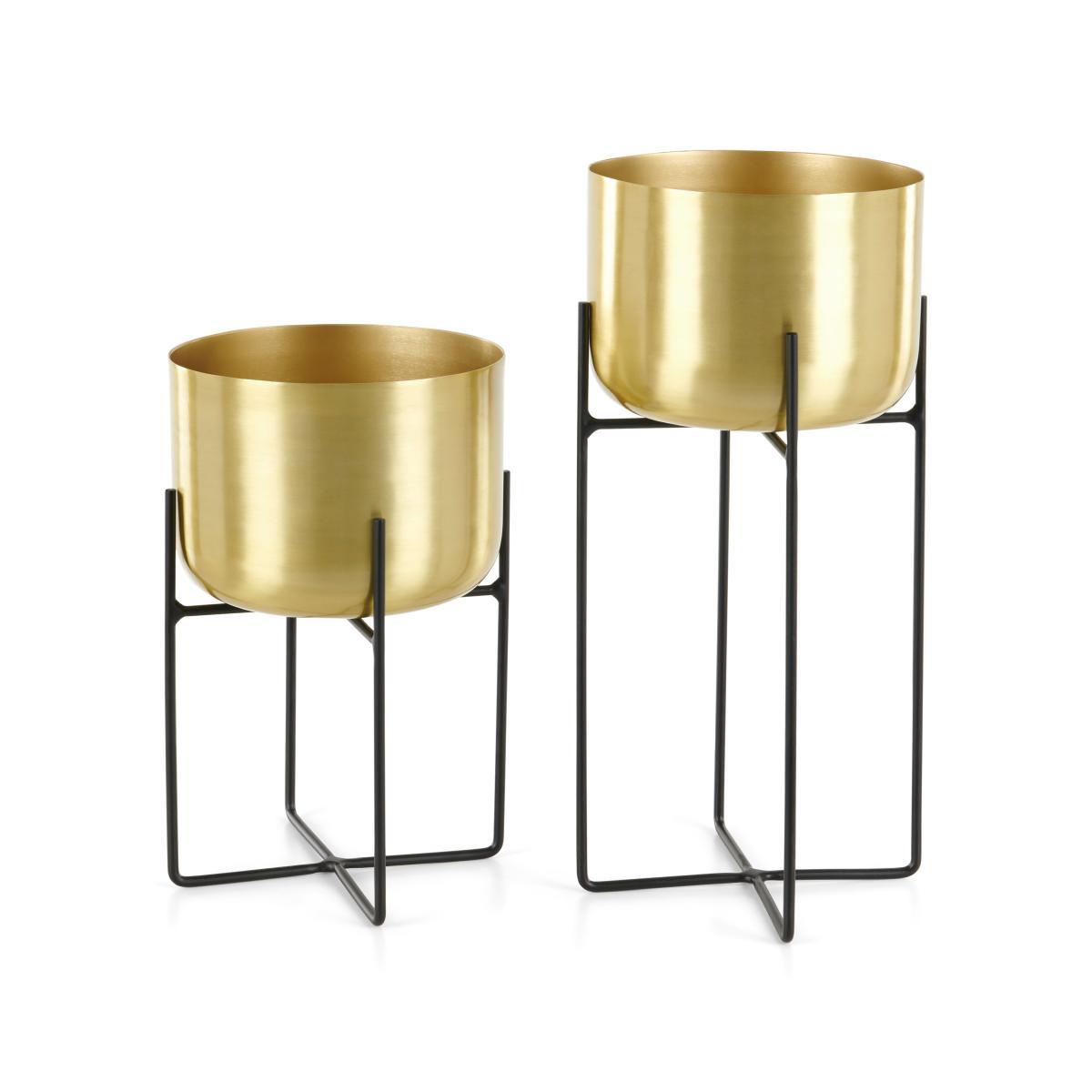 Salix Set Of Two Large Plant Stands, Brass – image 2