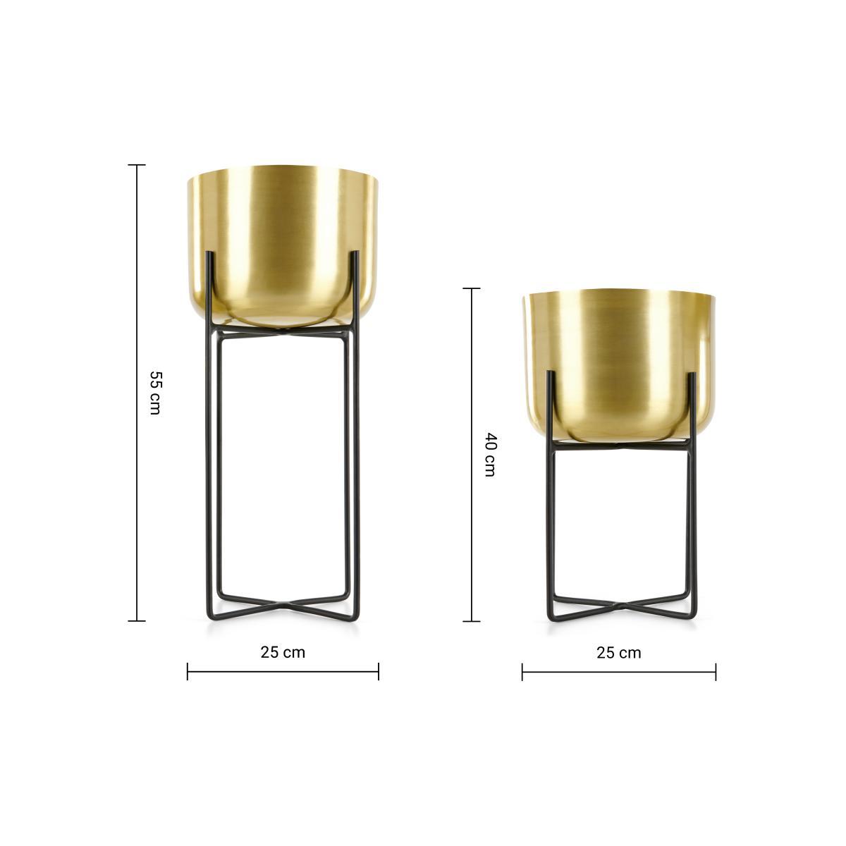 Salix Set Of Two Large Plant Stands, Brass – image 8