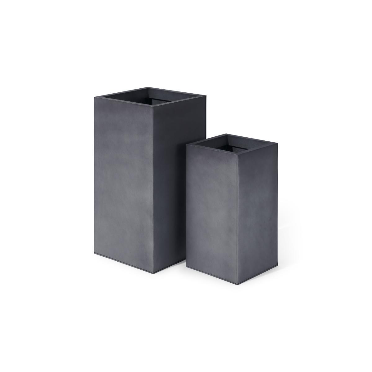 Razan Set of 2 Tall Galvanized Square Planters, Silver – image 3