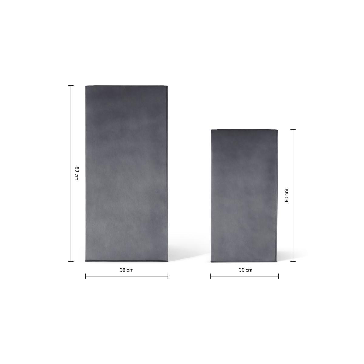 Razan Set of 2 Tall Galvanized Square Planters, Silver – image 8