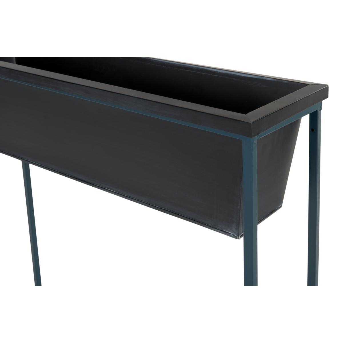 Noor Free Standing High Galvanized Iron Rectangular Plant Stand, Black & Teal – image 5