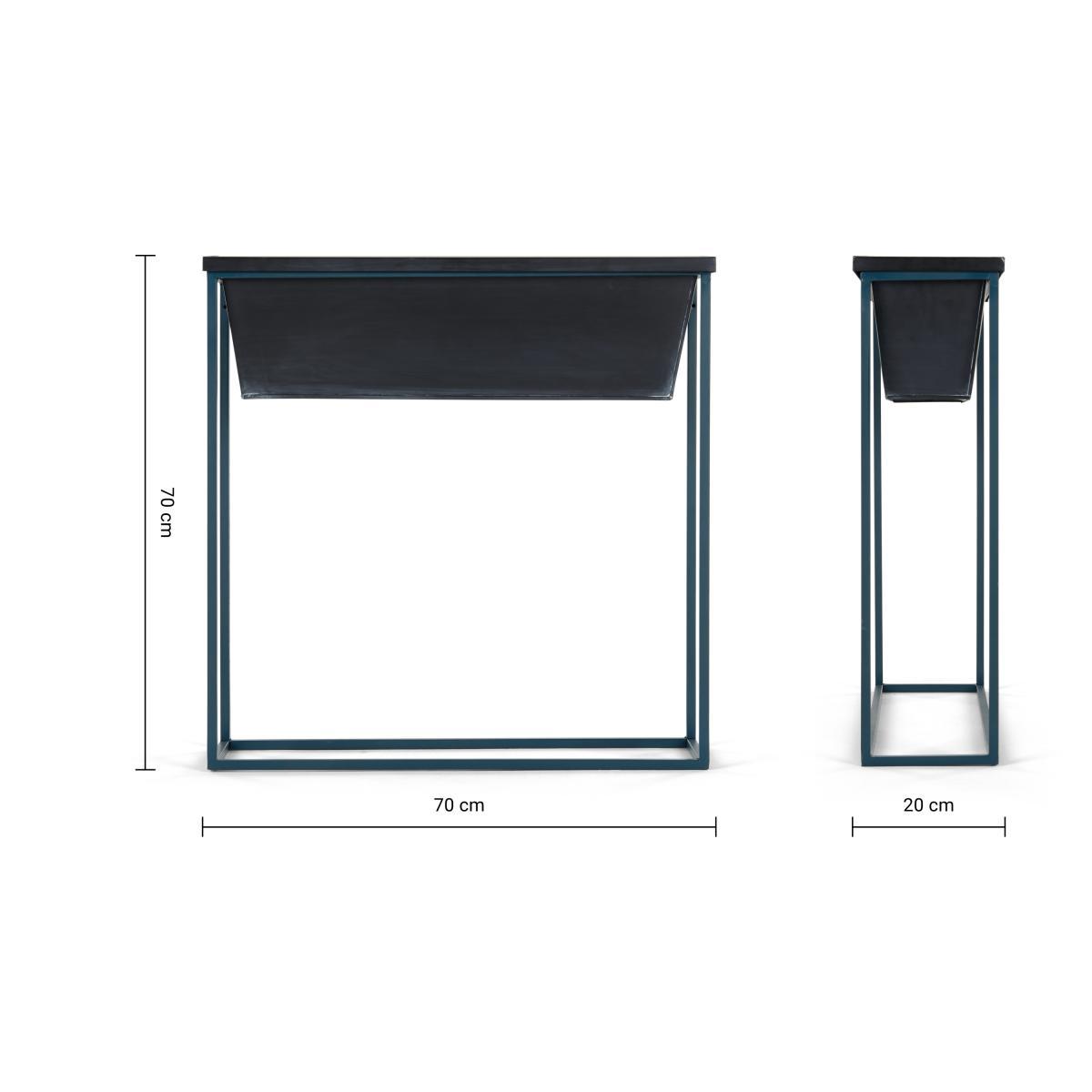 Noor Free Standing High Galvanized Iron Rectangular Plant Stand, Black & Teal – image 8