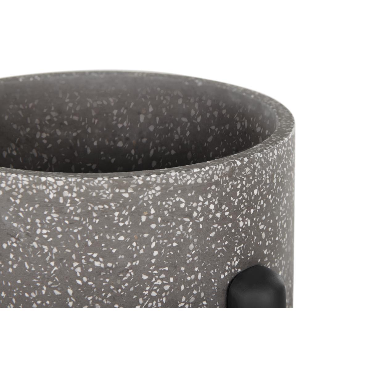 Hakuun Set Of Two Terrazzo Plant Pots With Rubberwood Legs, Grey & Black – image 4