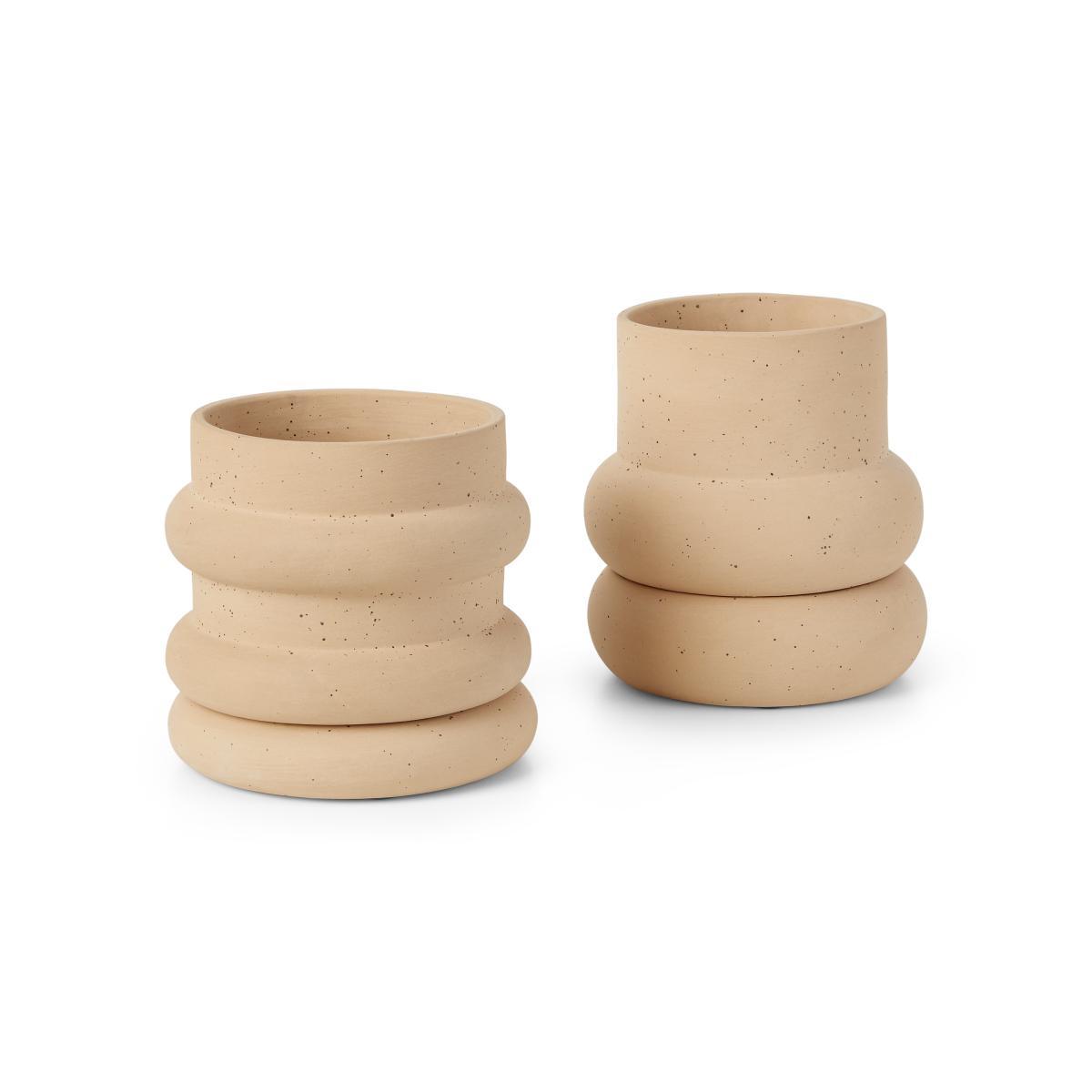Bosca Set Of Two Earthenware Planters, Sand – image 2