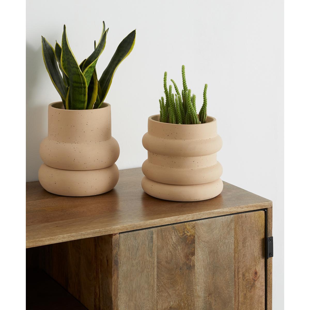 Bosca Set Of Two Earthenware Planters, Sand – image 3