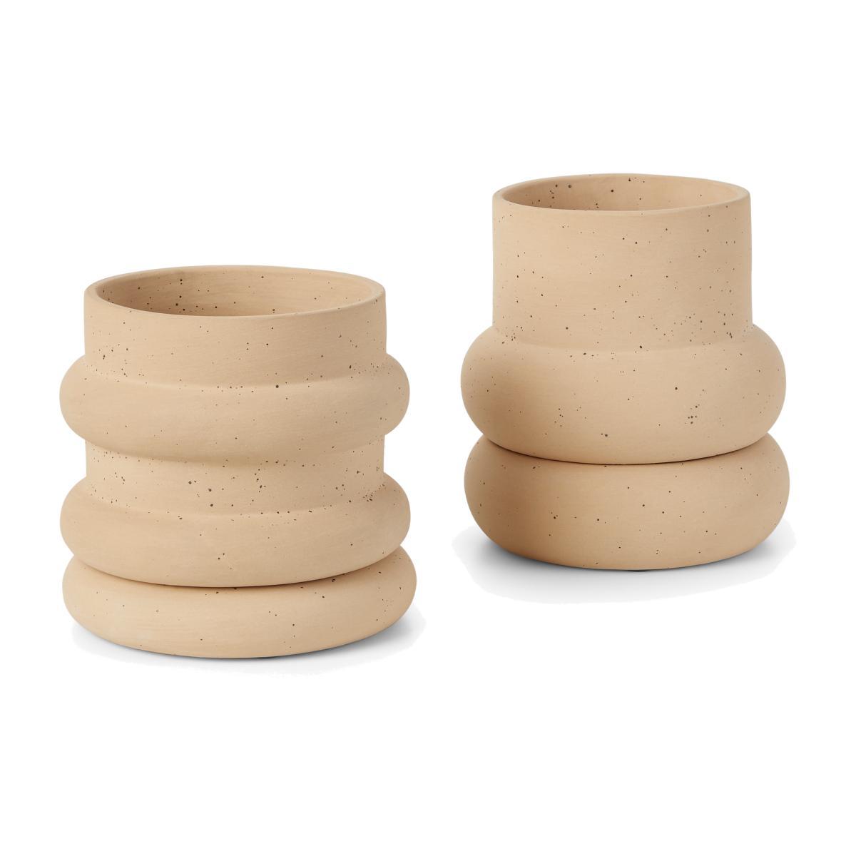 Bosca Set Of Two Earthenware Planters, Sand – image 1
