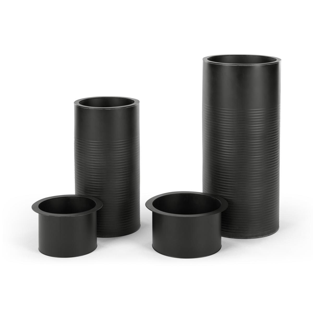 Dayo Set Of Two Tall Ribbed Planters, Black – image 4