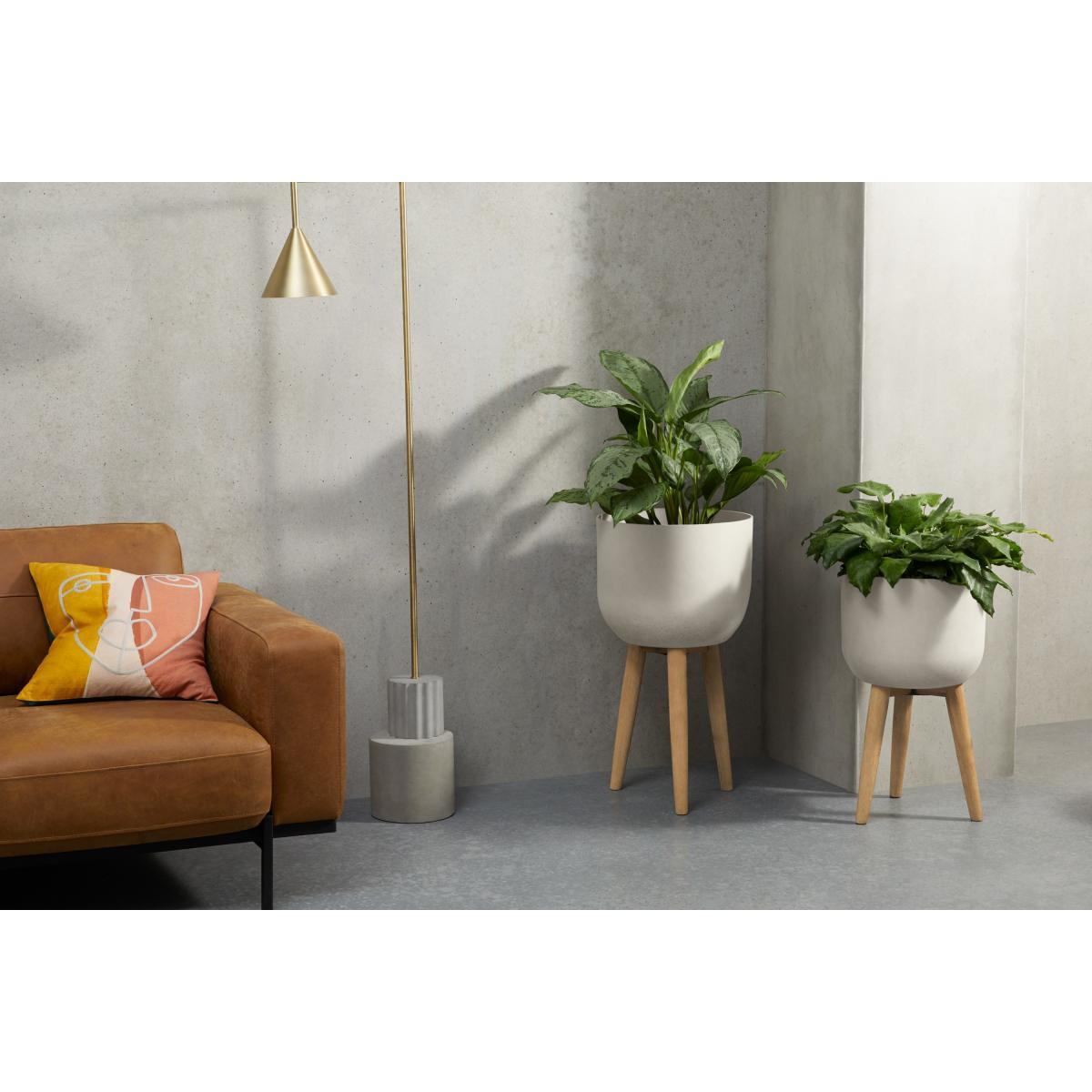 Allo Set of 2 Poly Resin Plant Stands, Large, Natural White – image 4